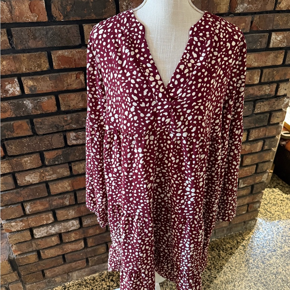 Red and White Patterned Dress